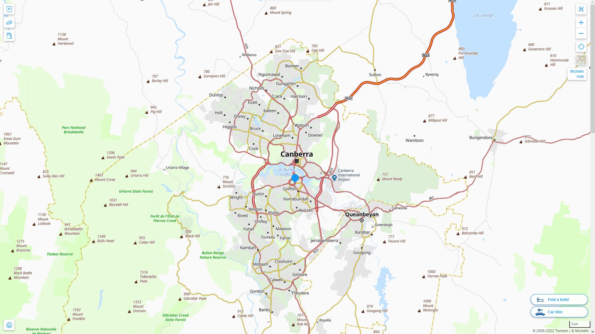 Canberra Highway and Road Map